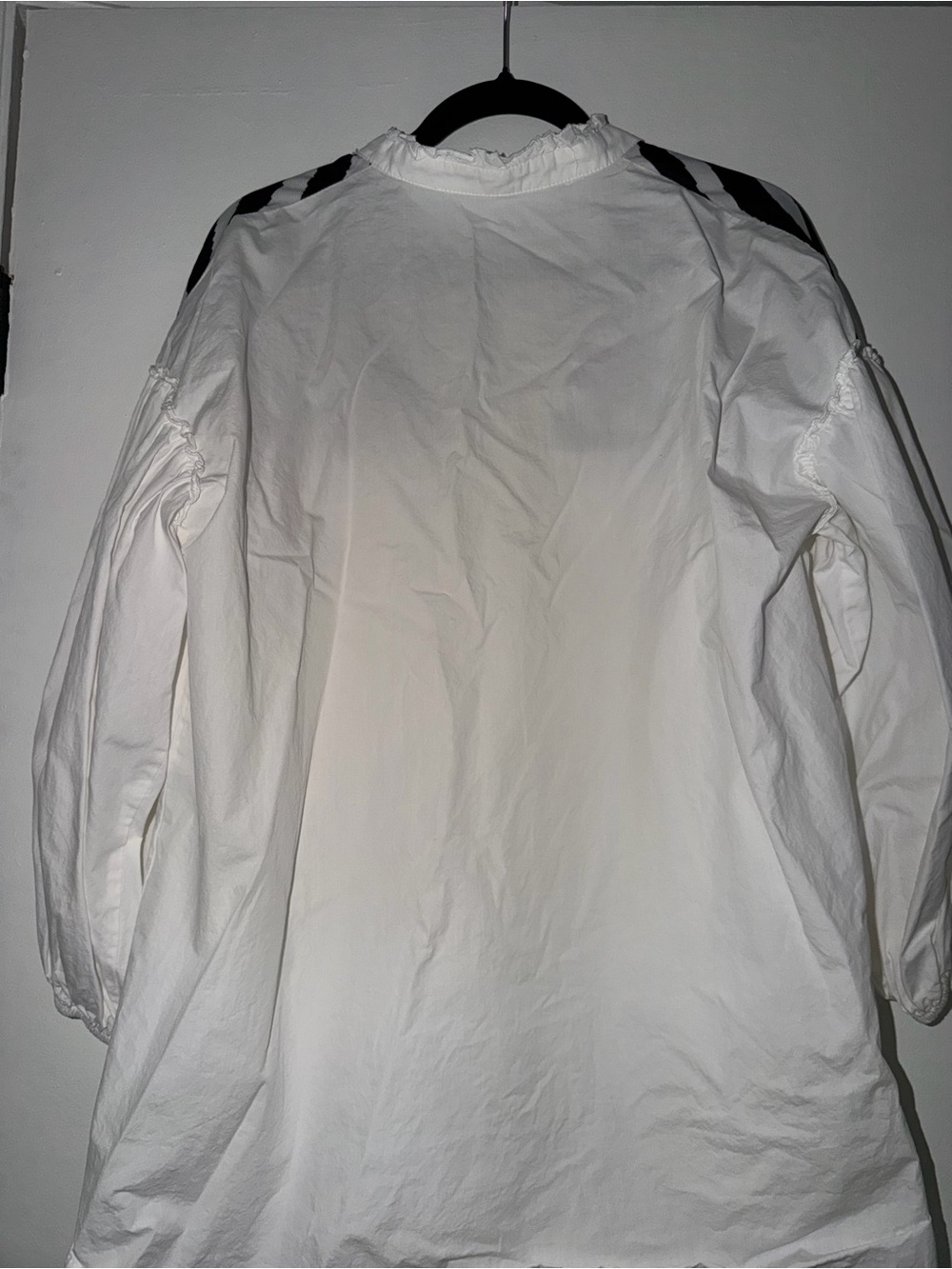 SHEIN White Button-Front Blouse with Black Stripe Yoke - Picture 4 of 4